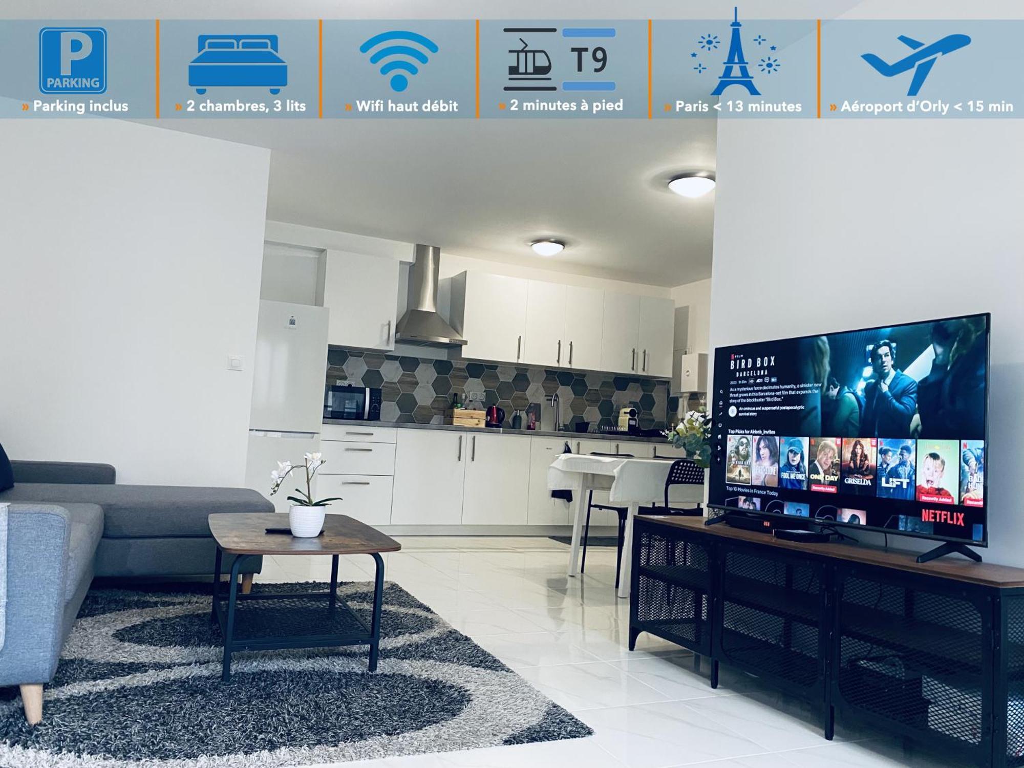 Appartement Parisien Neuf, Moderne Avec Une Grande Salon, 2 Chambres, 4 Lits, Parking Gratuit, 15Min De Paris Et 13 Min Aeroport Orly Vitry-sur-Seine Esterno foto